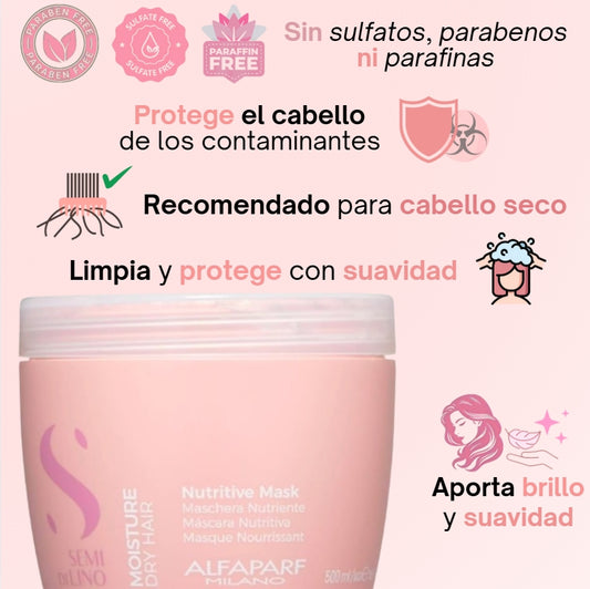 Mascarilla Nutritiva para Cabello Seco Alfaparf Semi Di Lino Moisture 500 mL
