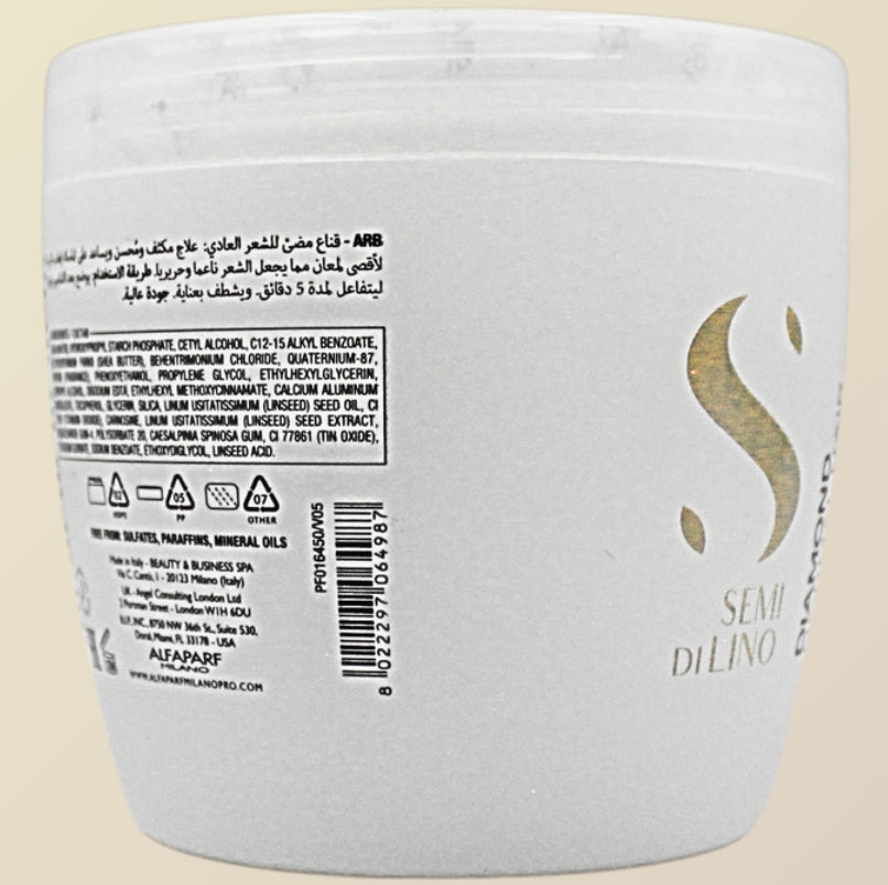 Mascarilla Iluminadora Capilar Alfaparf Semi Di Lino Diamond 500 mL