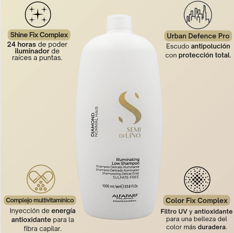 Champú Semi Di Lino Diamond Illuminating para Cabello Normal 1 Litro