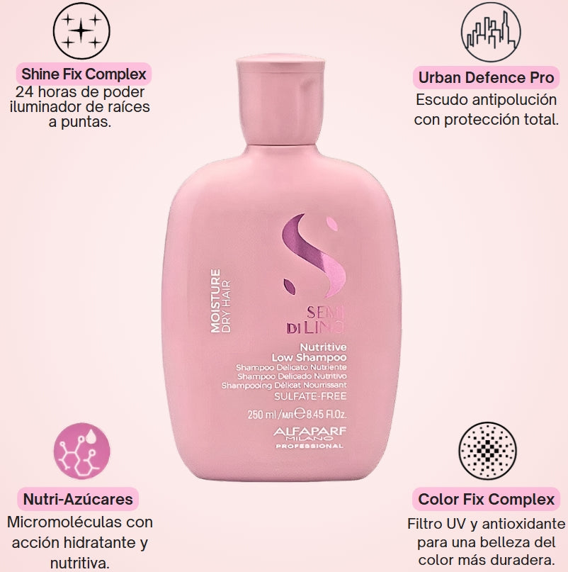 Champú Nutritivo para Cabello Seco Alfaparf Semi Di Lino Moisture 250 mL