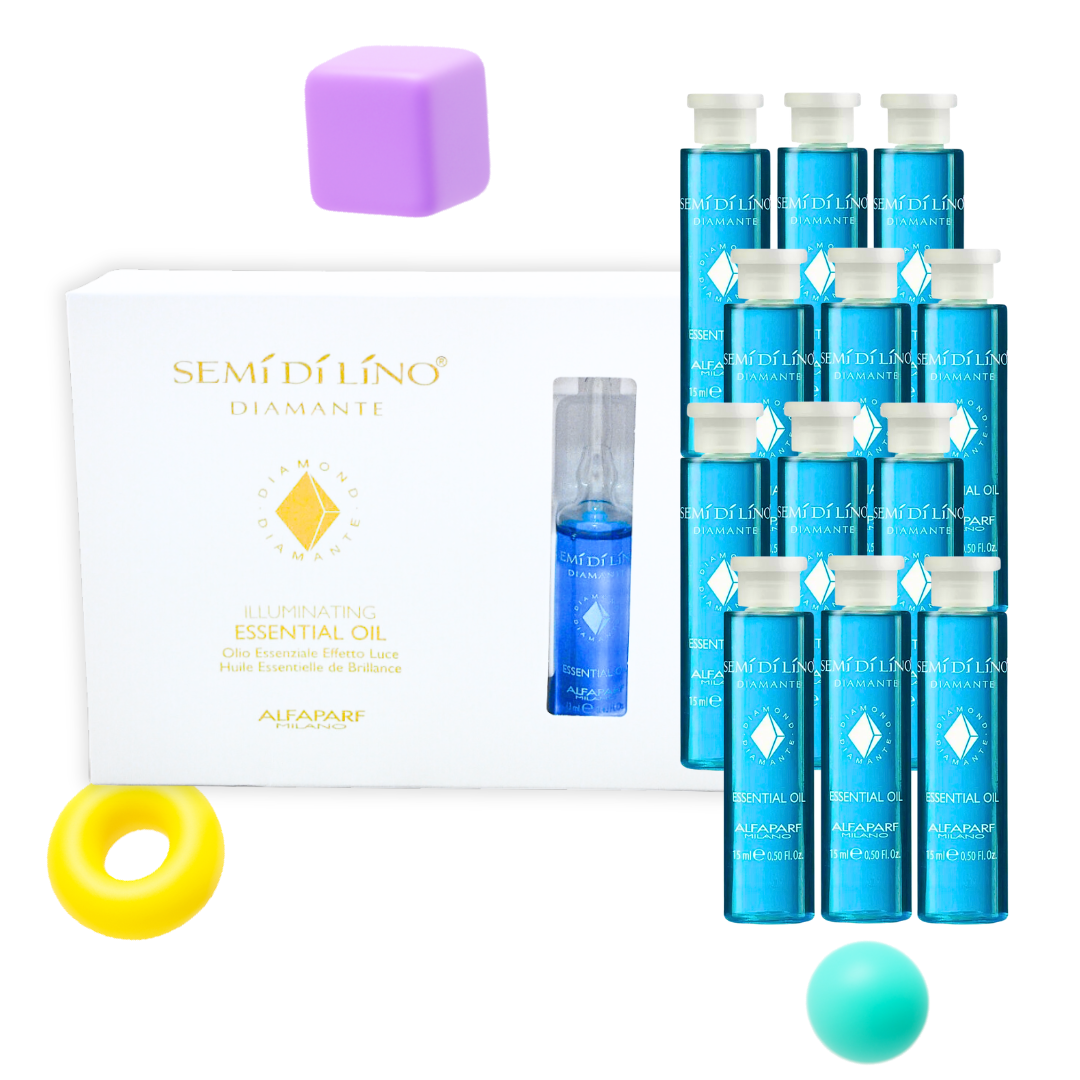 Kit de 12 Ampolletas Alfaparf Semi Di Lino Diamante Illuminating Essential Oil 12x(13 mL c/u)