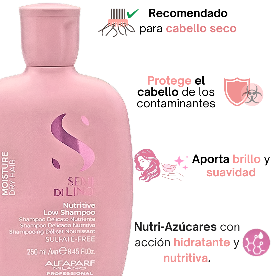 Champú Nutritivo para Cabello Seco Alfaparf Semi Di Lino Moisture 250 mL