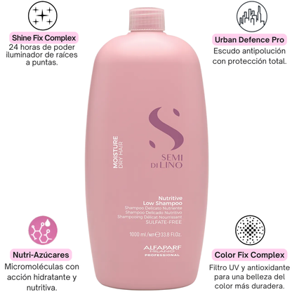 Champú Nutritivo para Cabello Seco Alfaparf Semi Di Lino Moisture 1 Litro