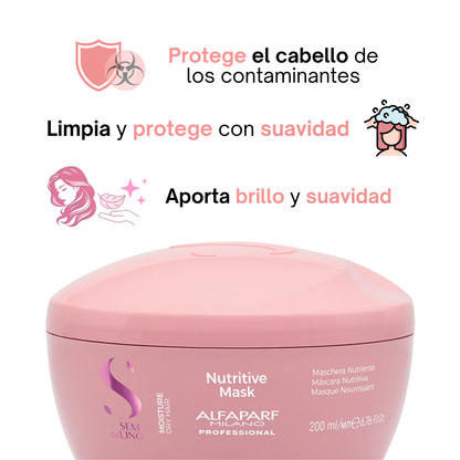Mascarilla Nutritiva Alfaparf Semi Di Lino Moisture 200 mL