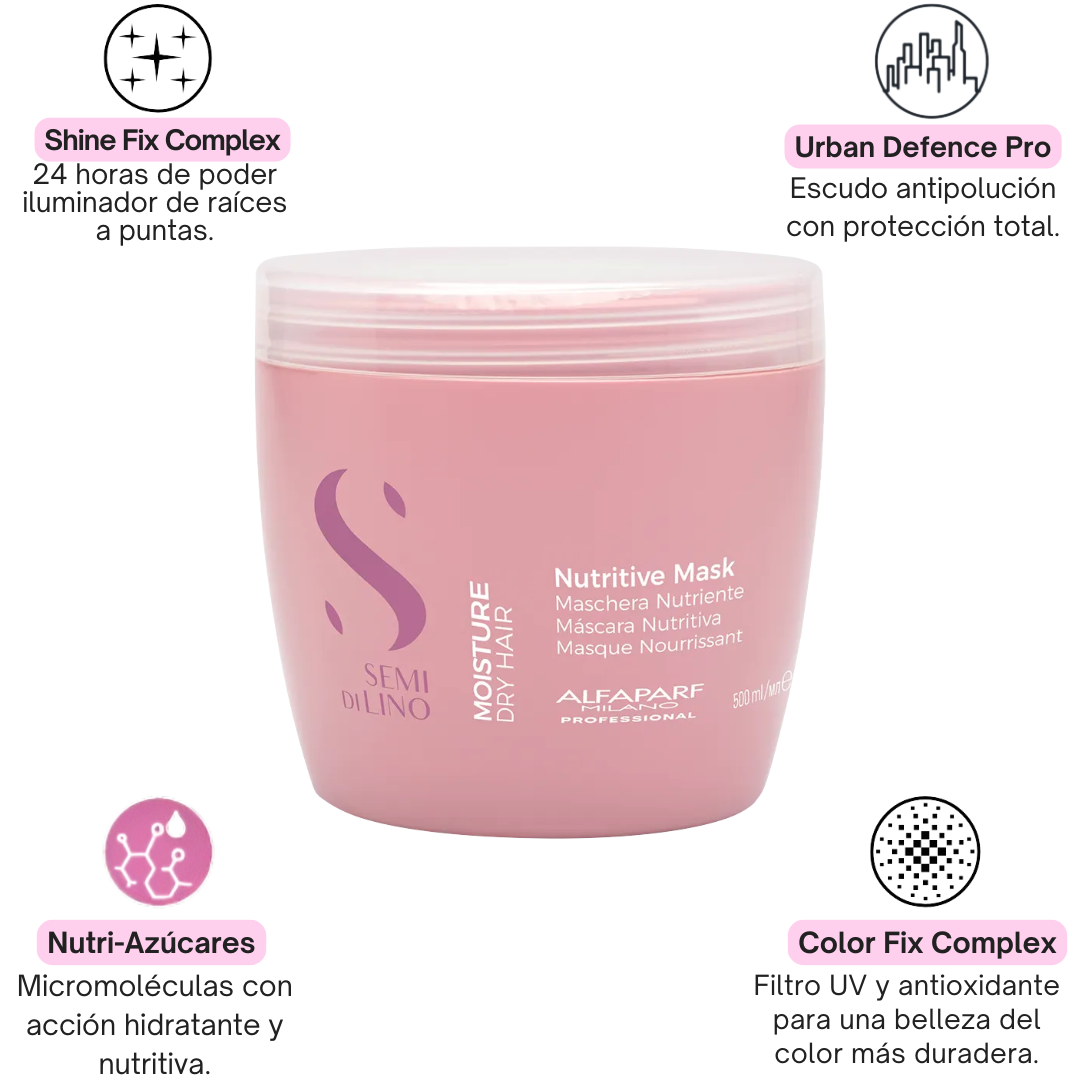 Mascarilla Nutritiva para Cabello Seco Alfaparf Semi Di Lino Moisture 500 mL