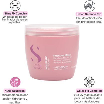 Mascarilla Nutritiva para Cabello Seco Alfaparf Semi Di Lino Moisture 500 mL