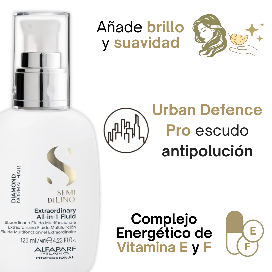 Extraordinario Fluido para Brillo Capilar Todo en 1 Semi Di Lino Diamond 125 mL