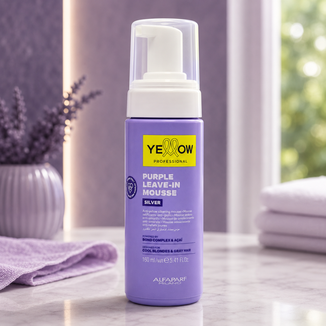 Yellow Silver Purple Leave-In Mousse Matizador
