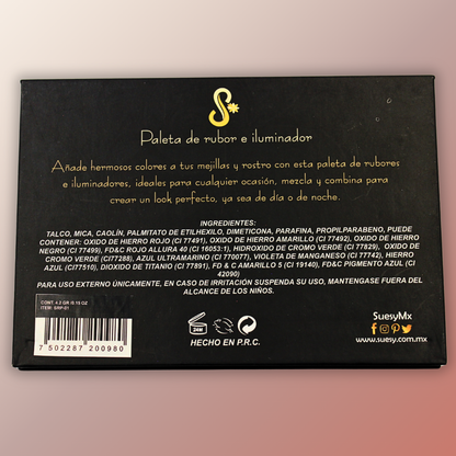 Suesy Paleta de Rubor e Iluminador 6 Tonos