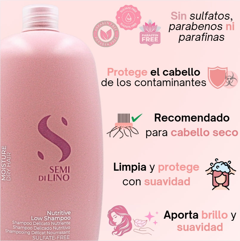 Champú Nutritivo para Cabello Seco Alfaparf Semi Di Lino Moisture 1 Litro