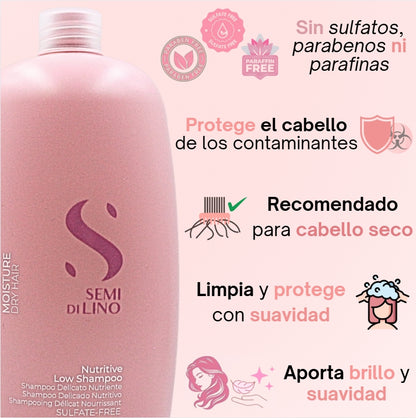 Champú Nutritivo para Cabello Seco Alfaparf Semi Di Lino Moisture 1 Litro