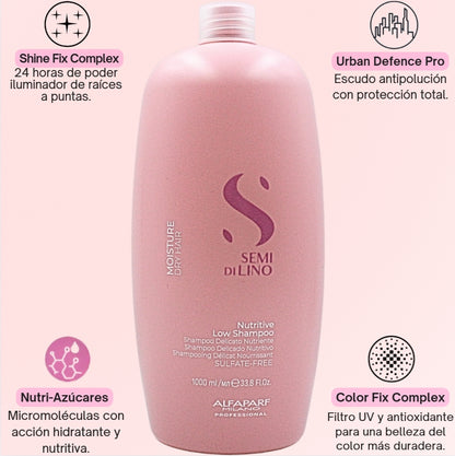 Champú Nutritivo para Cabello Seco Alfaparf Semi Di Lino Moisture 1 Litro