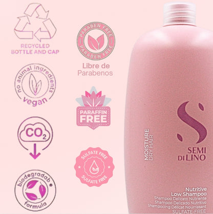 Champú Nutritivo para Cabello Seco Alfaparf Semi Di Lino Moisture 1 Litro