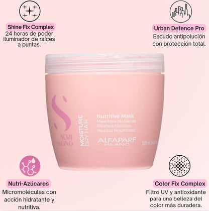 Mascarilla Nutritiva para Cabello Seco Alfaparf Semi Di Lino Moisture 500 mL