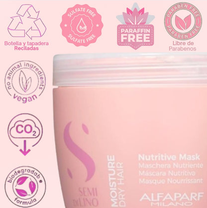 Mascarilla Nutritiva para Cabello Seco Alfaparf Semi Di Lino Moisture 500 mL