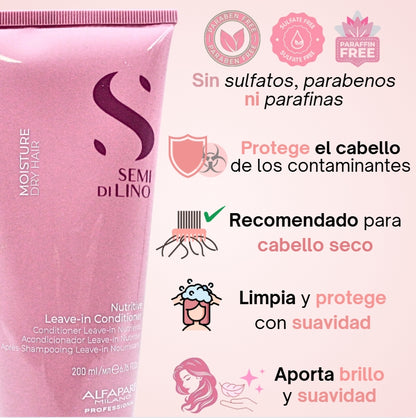Acondicionador Sin Enjuague Nutritivo Semi Di Lino Moisture 200 mL