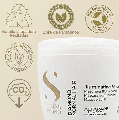 Mascarilla Iluminadora Capilar Alfaparf Semi Di Lino Diamond 500 mL