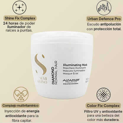 Mascarilla Iluminadora Capilar Alfaparf Semi Di Lino Diamond 500 mL