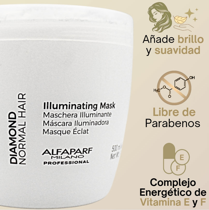 Mascarilla Iluminadora Capilar Alfaparf Semi Di Lino Diamond 500 mL