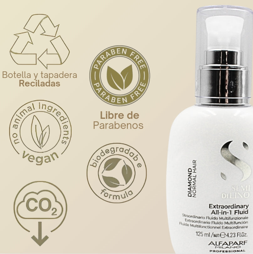 Extraordinario Fluido para Brillo Capilar Todo en 1 Semi Di Lino Diamond 125 mL