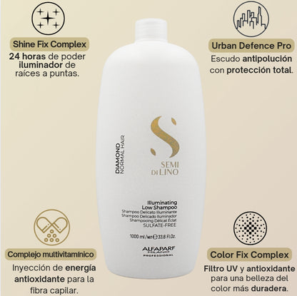 Champú Semi Di Lino Diamond Illuminating para Cabello Normal 1 Litro