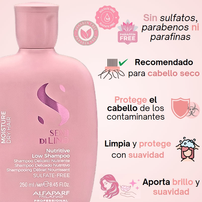 Champú Nutritivo para Cabello Seco Alfaparf Semi Di Lino Moisture 250 mL