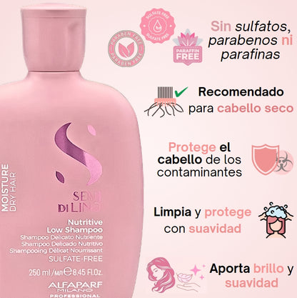 Champú Nutritivo para Cabello Seco Alfaparf Semi Di Lino Moisture 250 mL