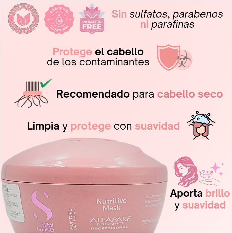 Mascarilla Nutritiva Alfaparf Semi Di Lino Moisture 200 mL