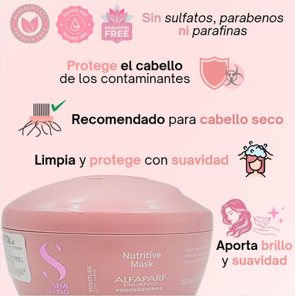 Mascarilla Nutritiva Alfaparf Semi Di Lino Moisture 200 mL
