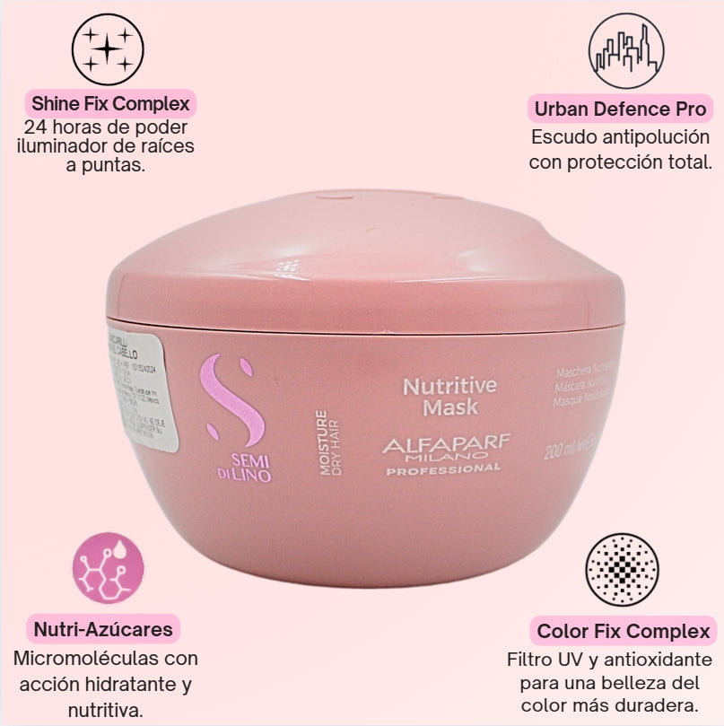 Mascarilla Nutritiva Alfaparf Semi Di Lino Moisture 200 mL