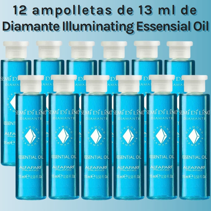 Kit de 12 Ampolletas Alfaparf Semi Di Lino Diamante Illuminating Essential Oil 12x(13 mL c/u)