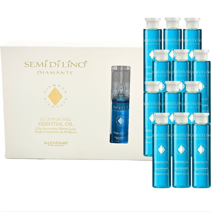 Kit de 12 Ampolletas Alfaparf Semi Di Lino Diamante Illuminating Essential Oil 12x(13 mL c/u)