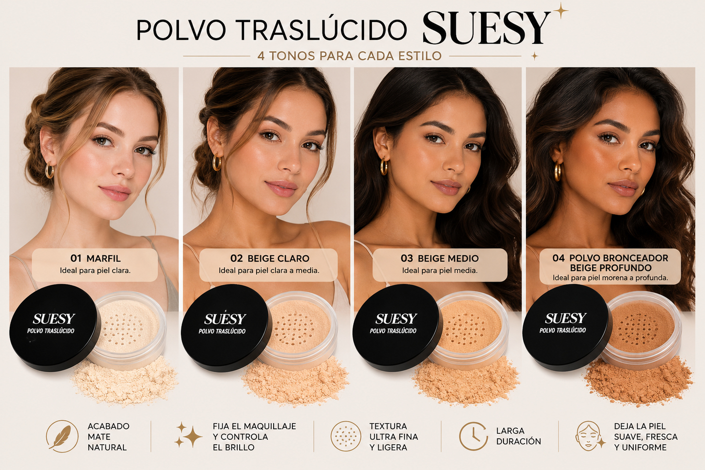 Suesy Polvo Traslúcido Fijador Acabado Natural