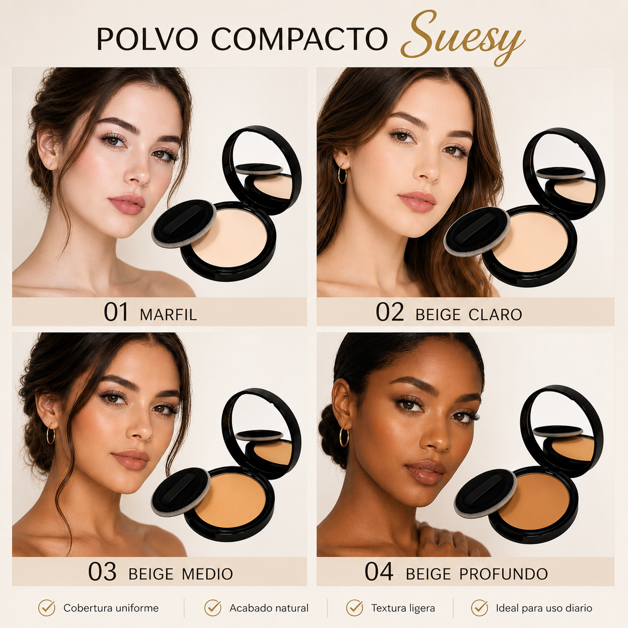 Suesy Polvo Compacto Mate Larga Duración