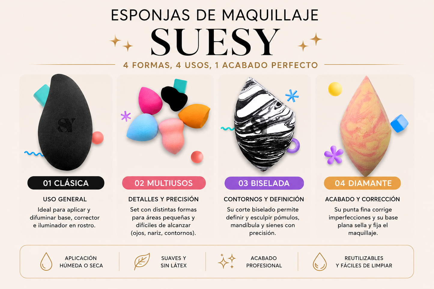 Suesy Esponja Blender para Maquillaje Profesional